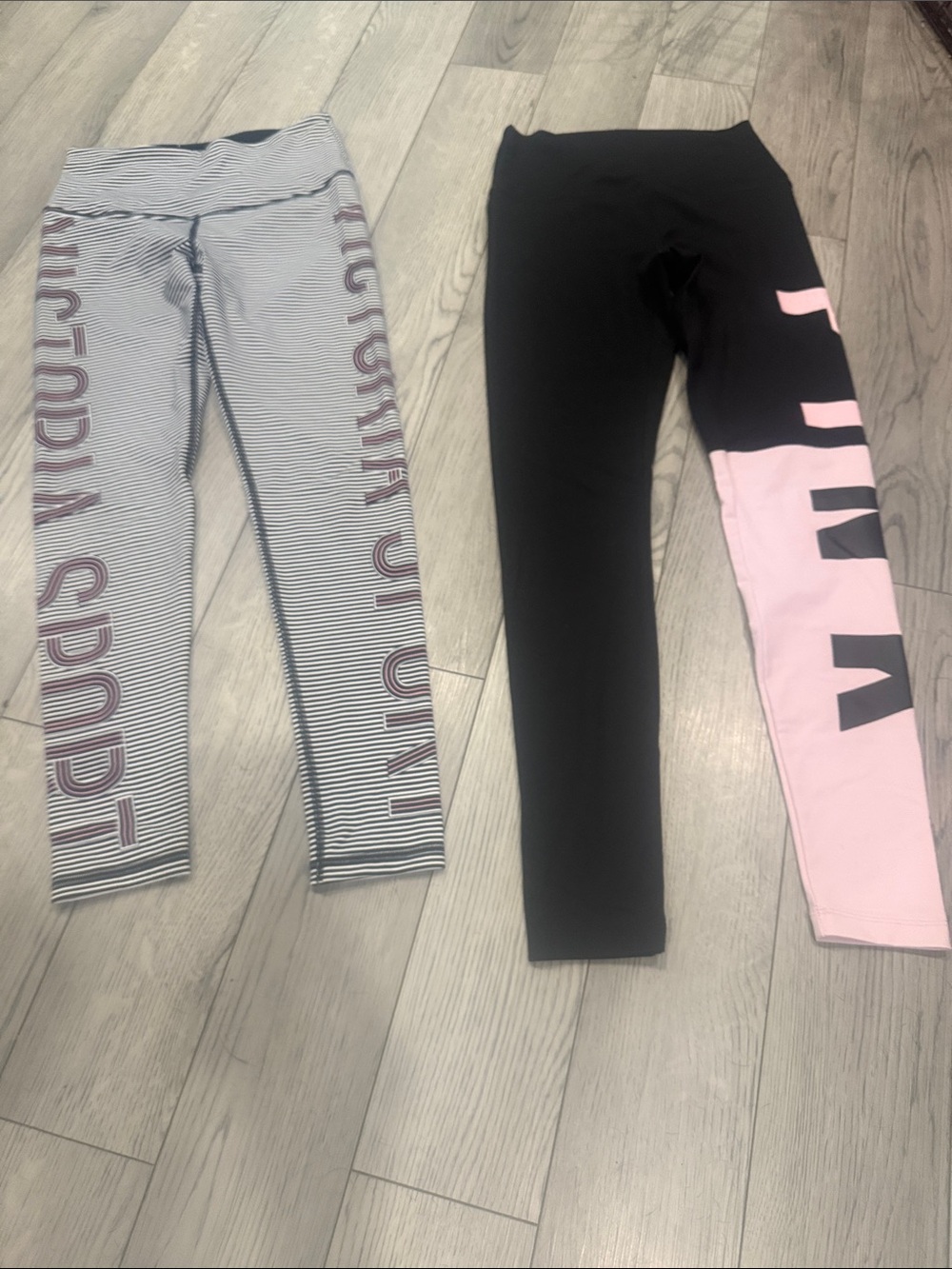 Victoria's Secret Pink Black and Light Pink Women’s Leggings